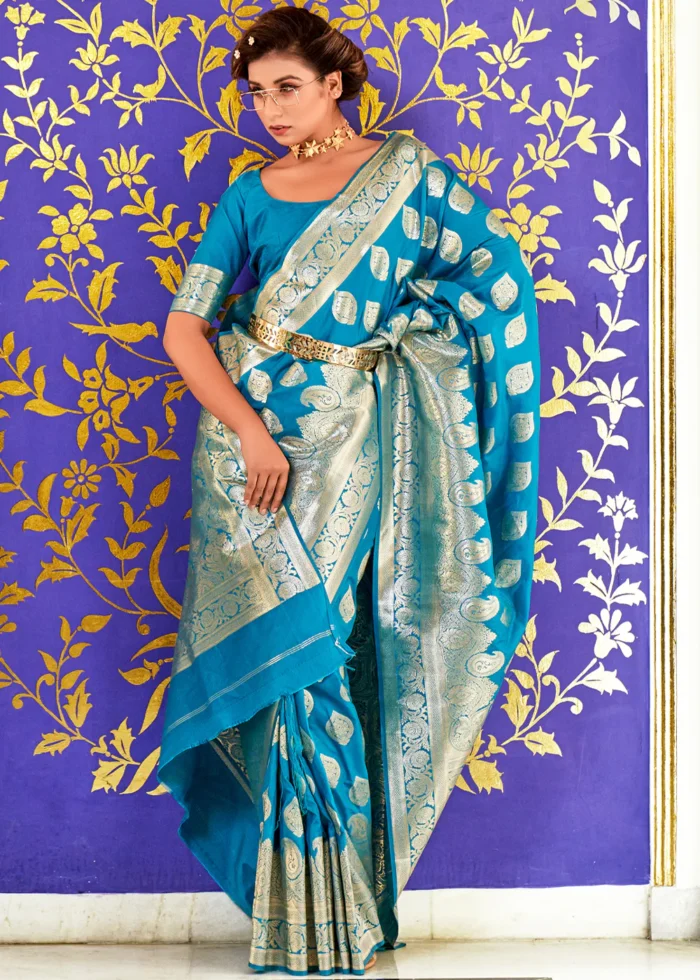 Horizon Blue Banarasi Saree