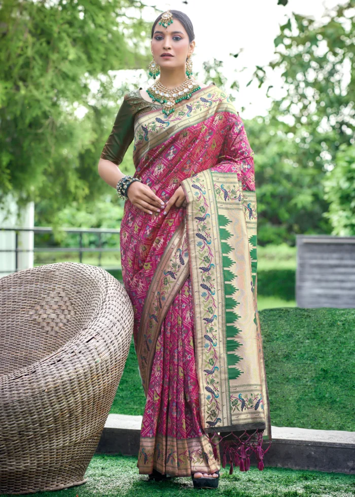 Magenta Pink Paithani Silk Saree