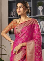 Magenta Pink Patola Silk Saree