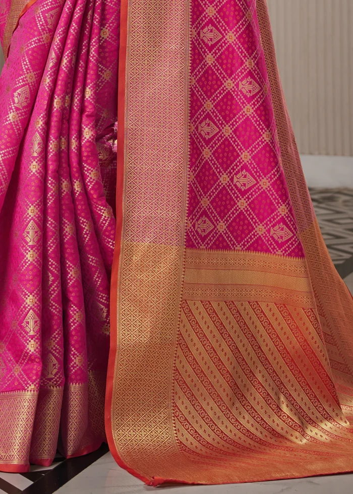 Magenta Pink Patola Silk Saree