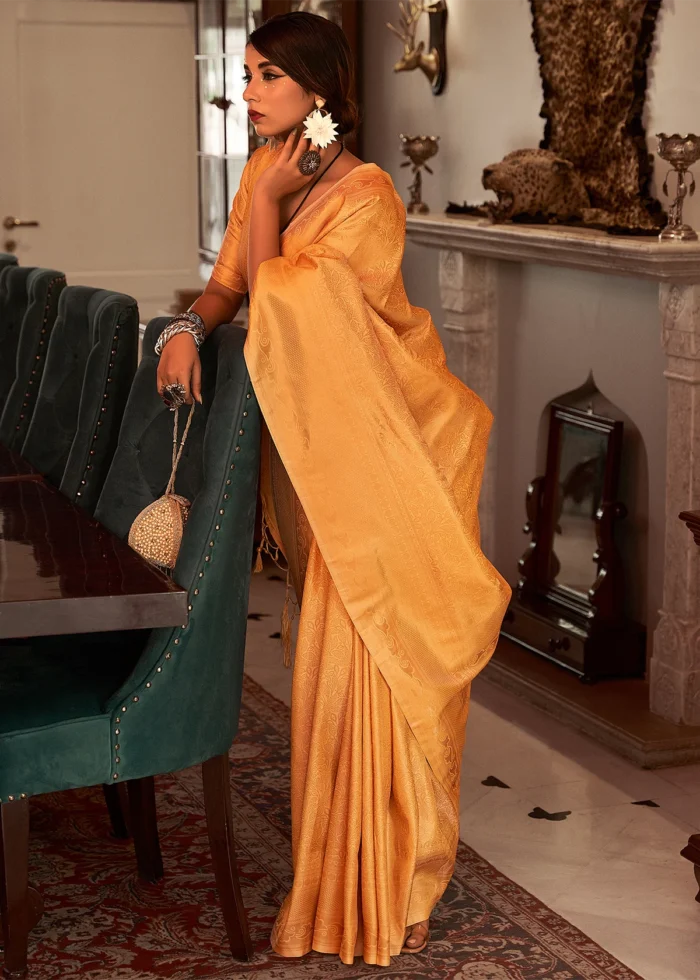 Marigold Yellow Kanjivaram Silk Saree