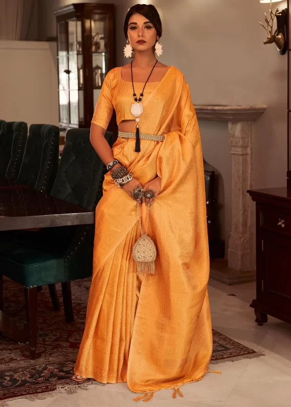 Marigold Yellow Kanjivaram Silk Saree