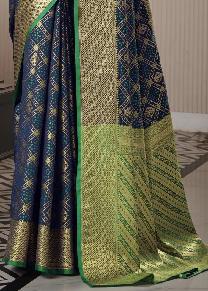 Navy Blue Patola Silk Saree