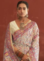 Off White Kashmiri Jamawar Saree