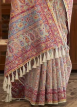 Off White Kashmiri Jamawar Saree