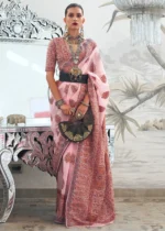 Pastel Pink Kashmiri Jamawar Saree