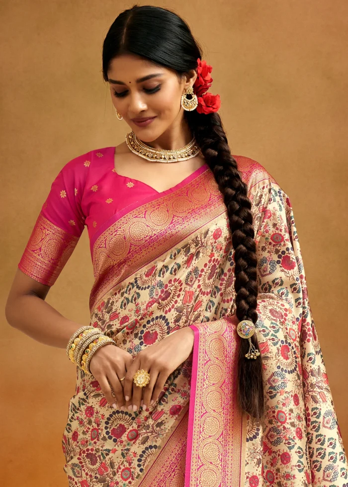 Peach Banarasi Saree