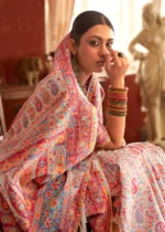 Peach Kashmiri Jamawar Saree