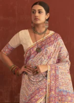 Peach Kashmiri Jamawar Saree