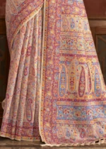 Peach Kashmiri Jamawar Saree