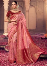 Pink Banarasi Dola Silk Saree