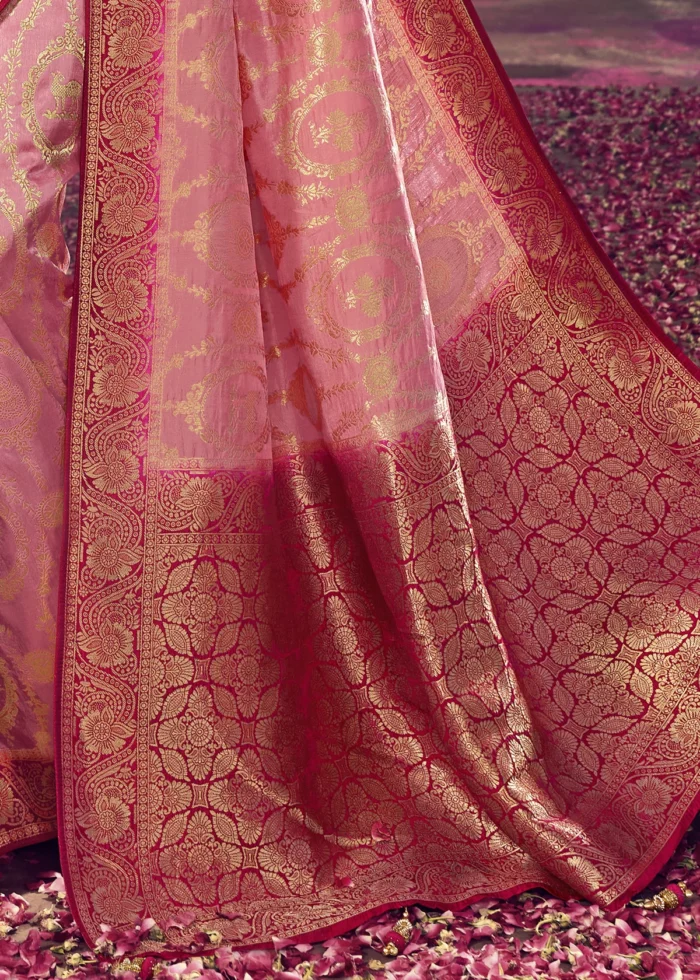 Pink Banarasi Dola Silk Saree