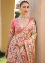 Pink and Off White Paithani Silk Saree