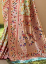 Pink and Off White Paithani Silk Saree