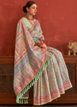 Pista Green Kashmiri Jamawar Saree