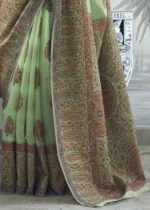 Pista Green Kashmiri Jamawar Saree