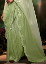 Pista Green Organza Silk Saree