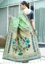 Pista Green Paithani Silk Saree