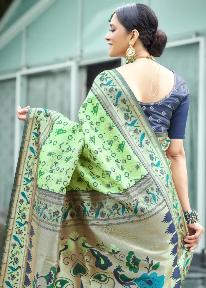 Pista Green Paithani Silk Saree