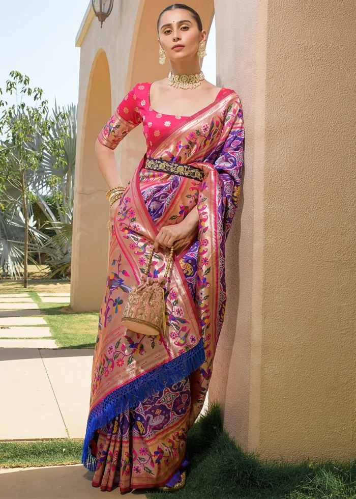 Purple Paithani Silk Saree