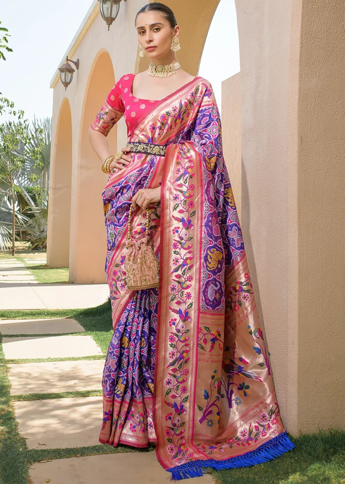 Purple Paithani Silk Saree