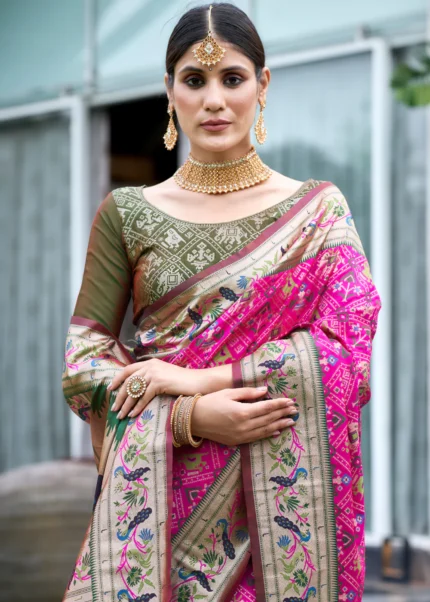 Rani Pink Paithani Silk Saree