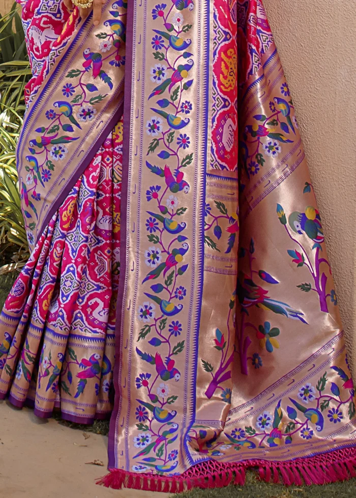 Rani Pink Paithani Silk Saree