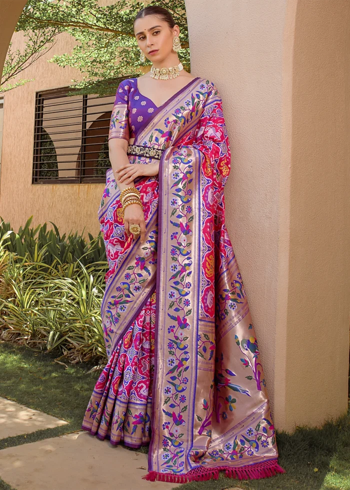 Rani Pink Paithani Silk Saree