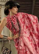 Red Lucknowi Chikankari Saree