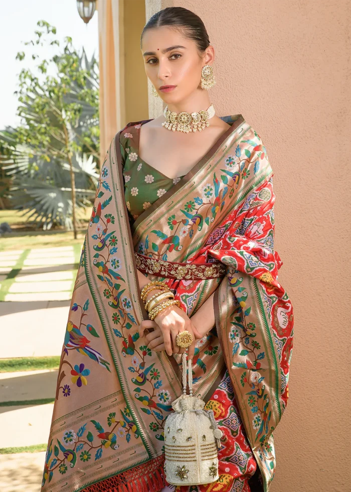 Red Paithani Silk Saree