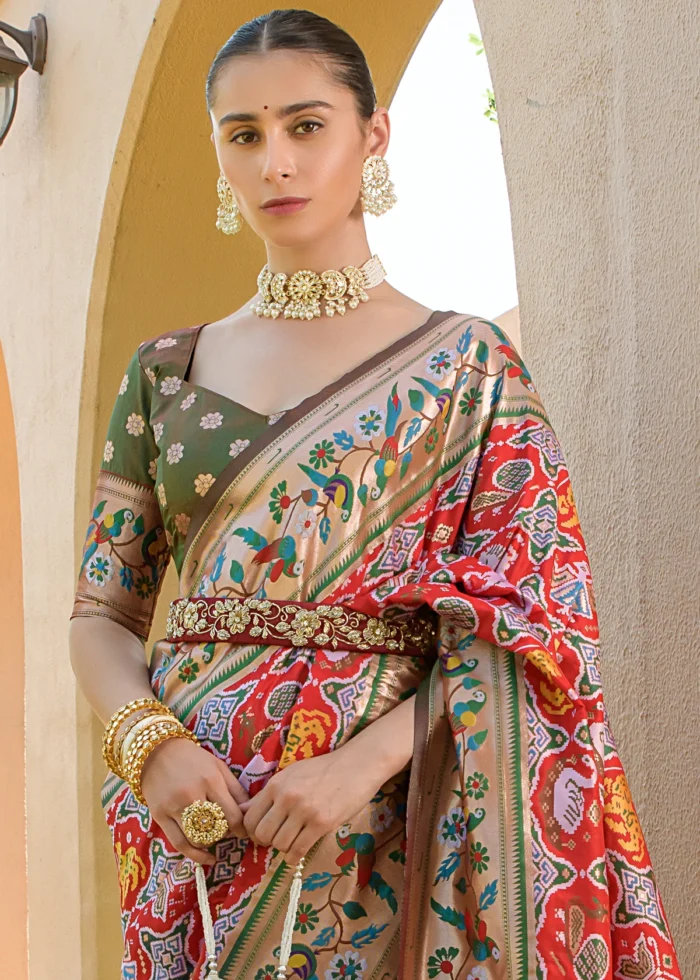 Red Paithani Silk Saree