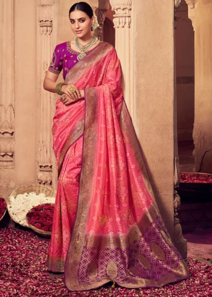 Rose Pink Banarasi Saree