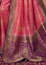 Rose Pink Banarasi Saree