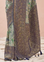 Sage Green and Blue Kanjivaram Saree