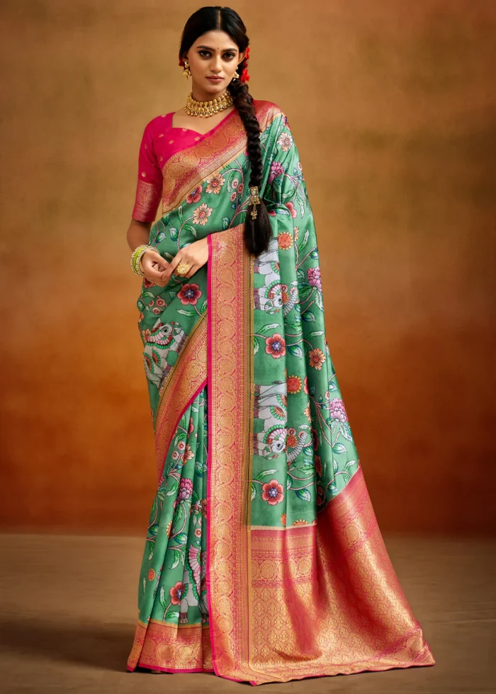 Sea Green Banarasi Saree