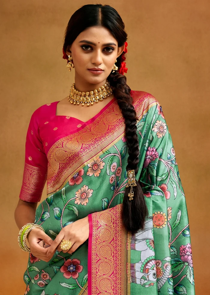 Sea Green Banarasi Saree