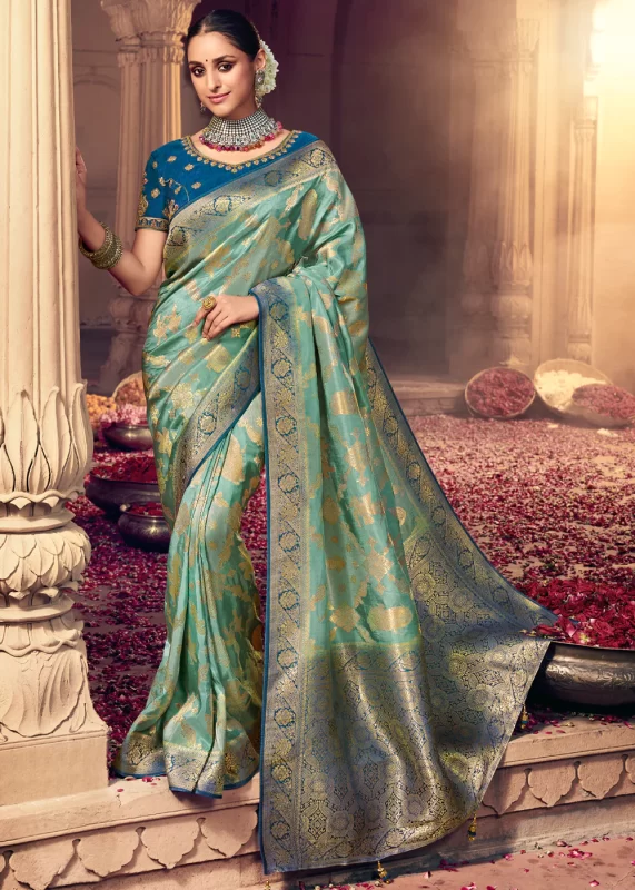 Sea Green Banarasi Saree