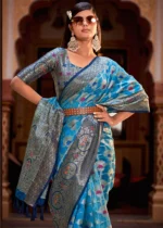 Sky Blue Banarasi Saree