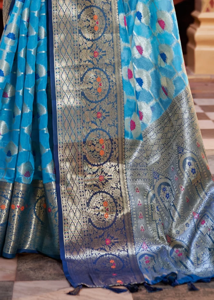 Sky Blue Banarasi Saree