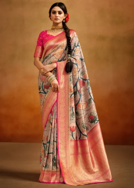 Taupe Banarasi Saree