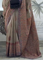 Taupe Kashmiri Jamawar Saree