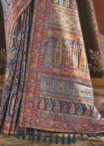 Teal Blue Kashmiri Jamawar Saree