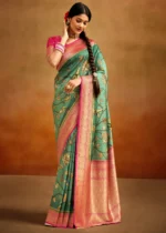 Teal Green Banarasi Saree