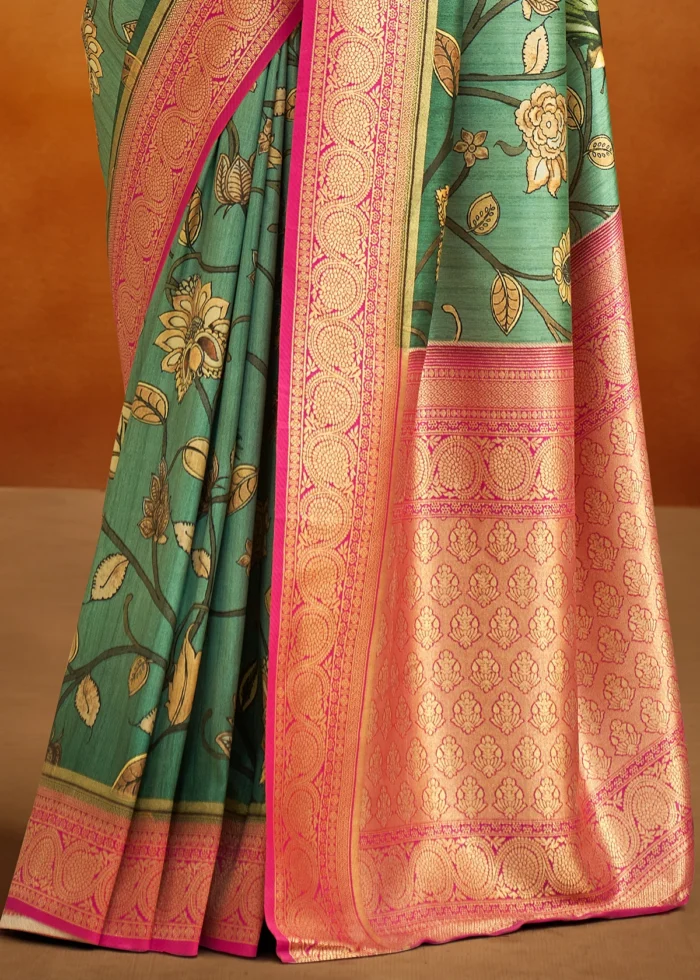 Teal Green Banarasi Saree