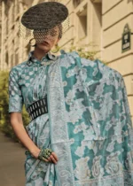 Teal Green Lucknowi Chikankari Saree