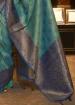 Teal and Blue Kanjivaram Saree