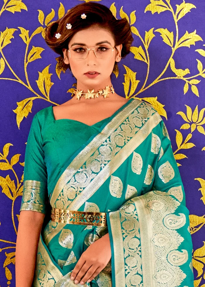 Turquoise Banarasi Saree