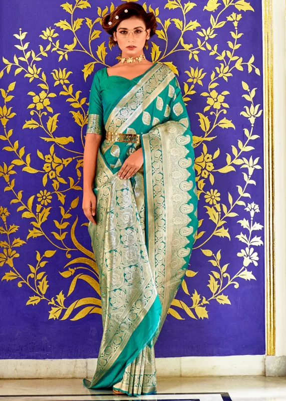 Turquoise Banarasi Saree