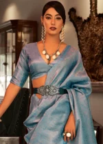 Turquoise Blue Kanjivaram Silk Saree