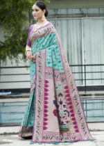 Turquoise Paithani Silk Saree